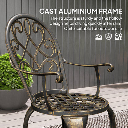 3PCs Bistro Set,  Aluminium Garden Table and Chairs Bronze Tone