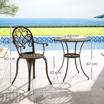 3PCs Bistro Set,  Aluminium Garden Table and Chairs Bronze Tone