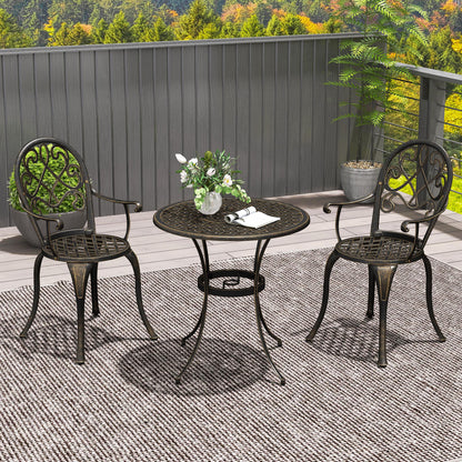 3PCs Bistro Set,  Aluminium Garden Table and Chairs Bronze Tone