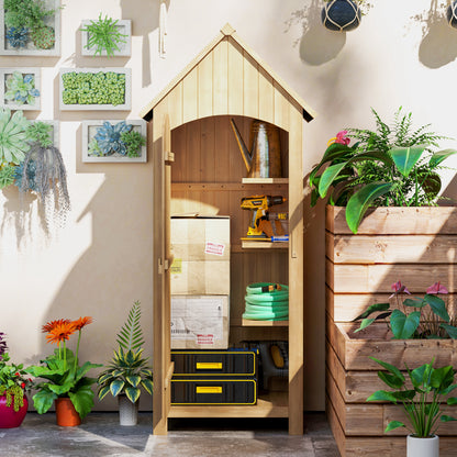 Wooden Small Garden Shed with 3 Shelves and Tilt Roof