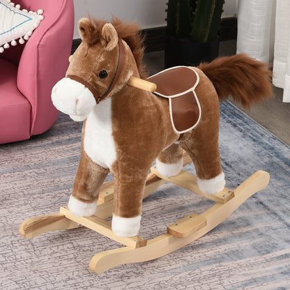 Kids Plush Rocking Horse w/ Moving Mouth Tail Sounds 18-36 Months Brown