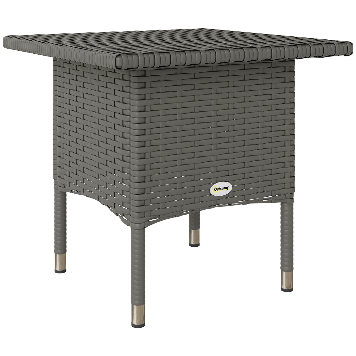 PE Rattan Outdoor Coffee Table, Easy Match Rattan Side Table, Grey