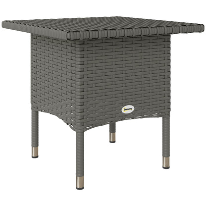 PE Rattan Outdoor Coffee Table, Easy Match Rattan Side Table, Grey