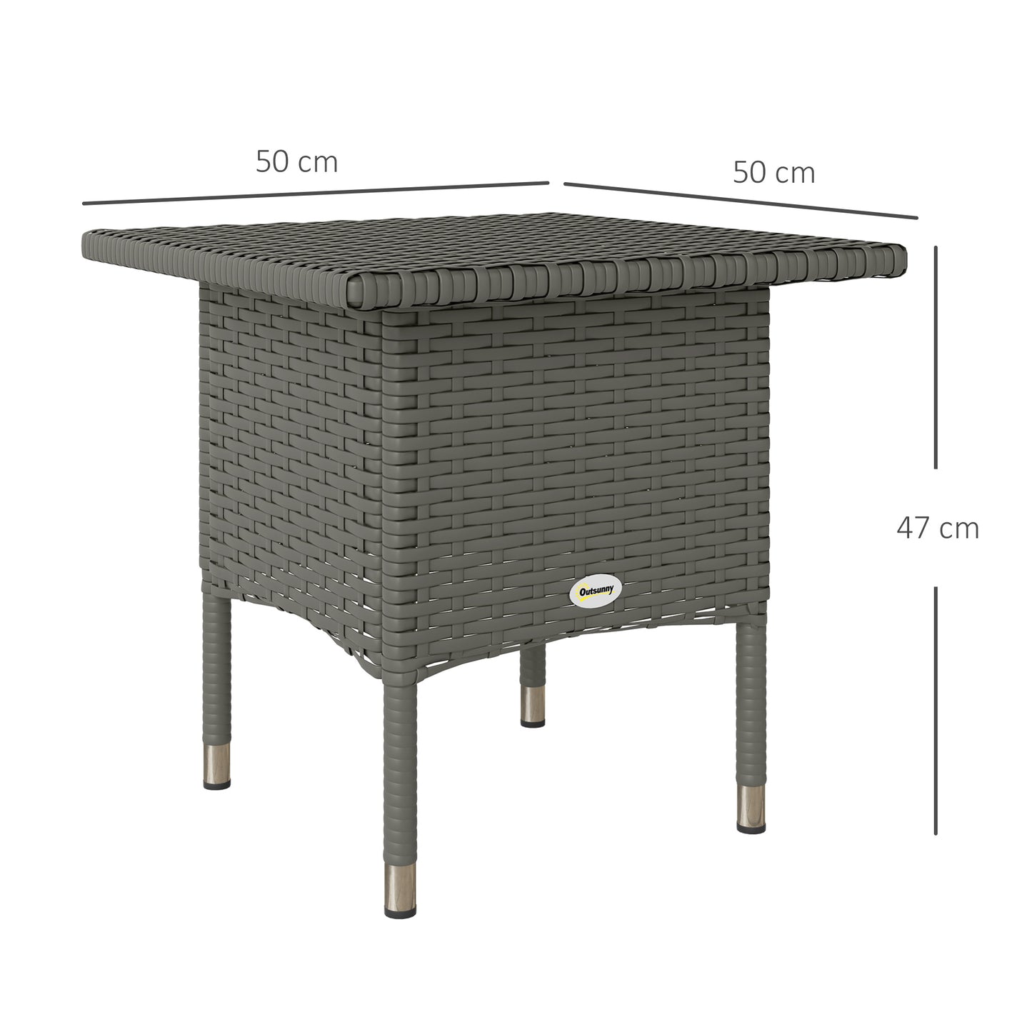 PE Rattan Outdoor Coffee Table, Easy Match Rattan Side Table, Grey