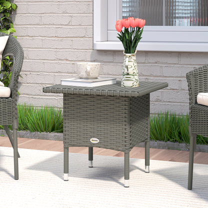 PE Rattan Outdoor Coffee Table, Easy Match Rattan Side Table, Grey