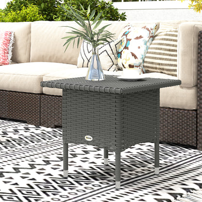 PE Rattan Outdoor Coffee Table, Easy Match Rattan Side Table, Grey