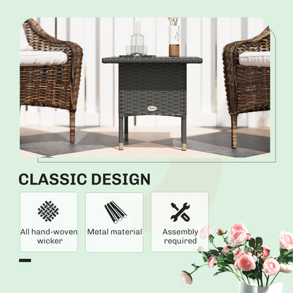 PE Rattan Outdoor Coffee Table, Easy Match Rattan Side Table, Grey