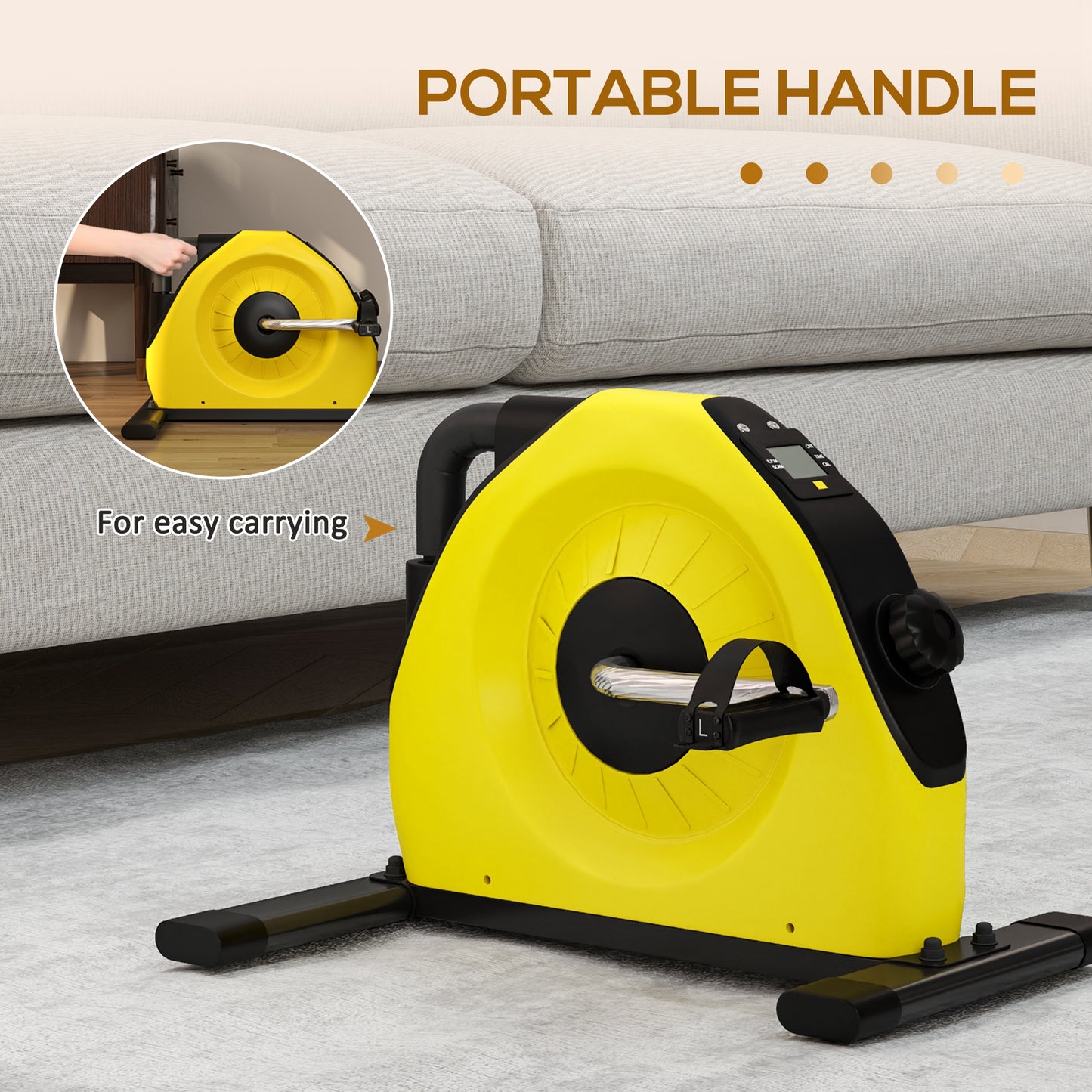 Mini Exercise Bike Under Desk Bike for Legs and Arms Workout, Yellow