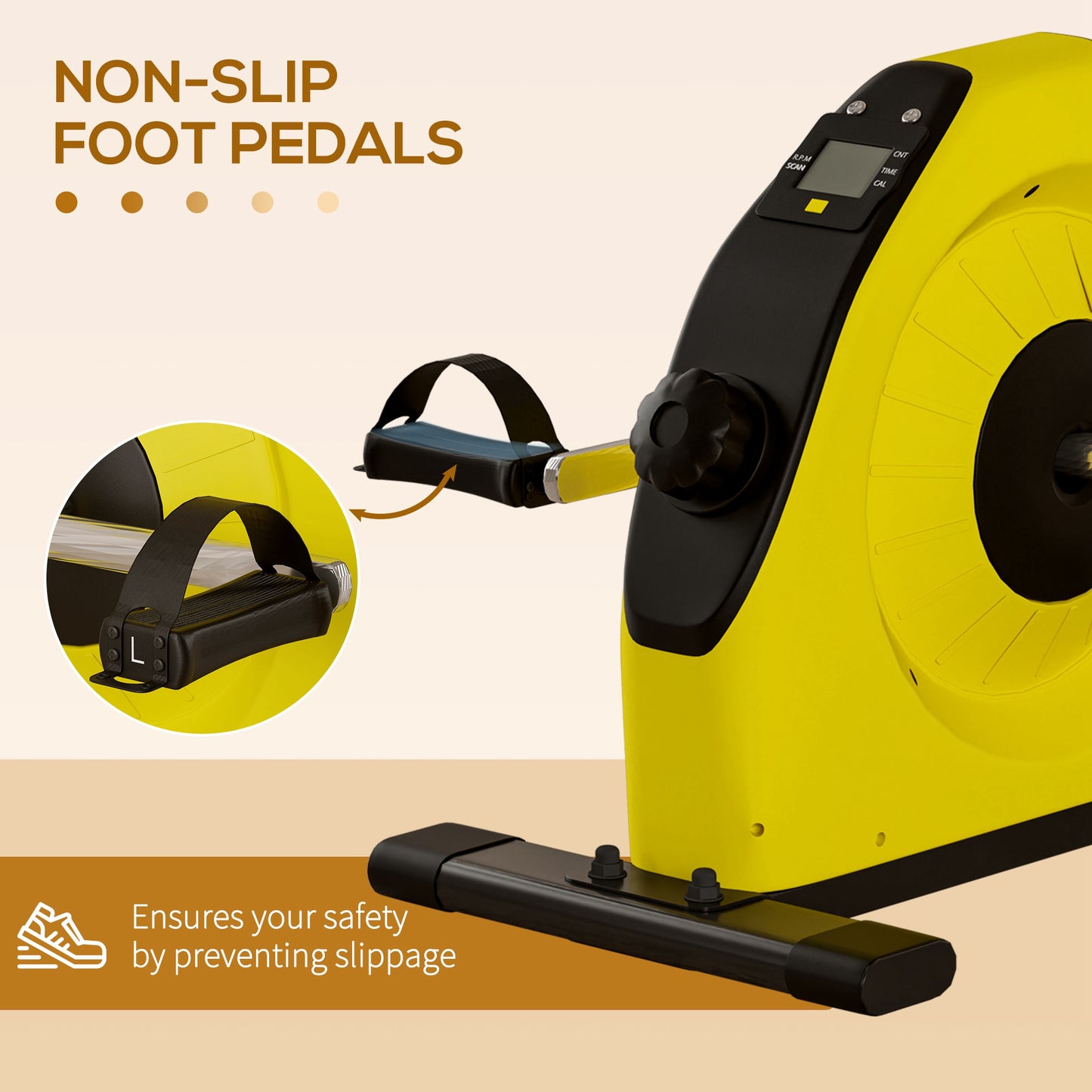 Mini Exercise Bike Under Desk Bike for Legs and Arms Workout, Yellow