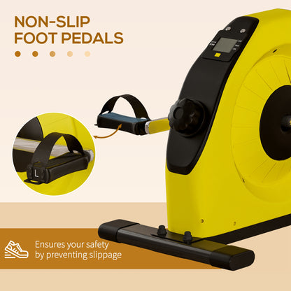 Mini Exercise Bike Under Desk Bike for Legs and Arms Workout, Yellow