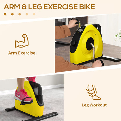 Mini Exercise Bike Under Desk Bike for Legs and Arms Workout, Yellow