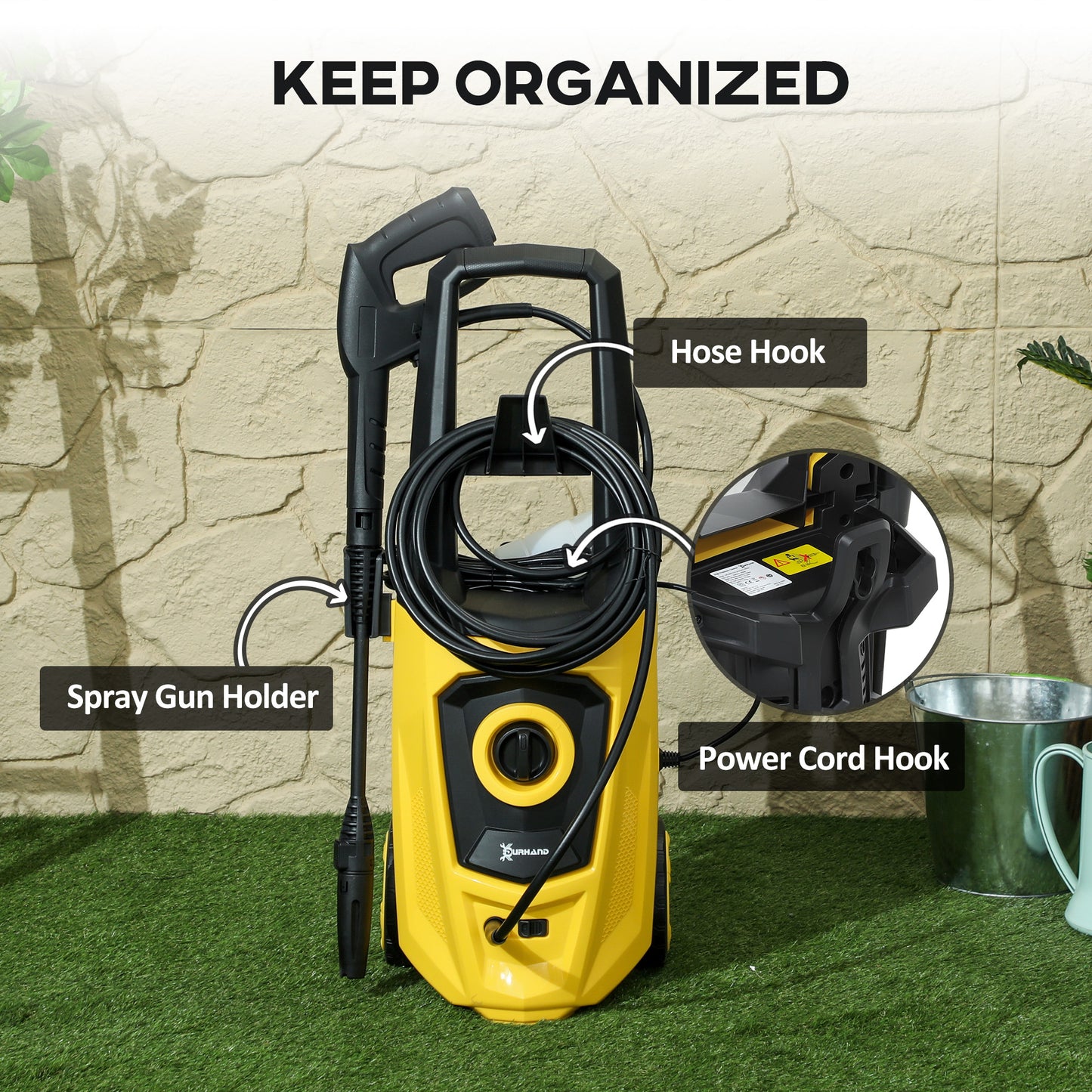 High-Performance Power Washer 1800W, 150 Bar, 510 L/h, Yellow