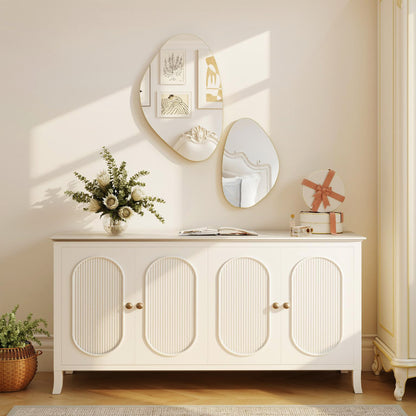 Pebble-Shaped Decorative Mirror, Set of 2 Wall Mirror, Gold Tone