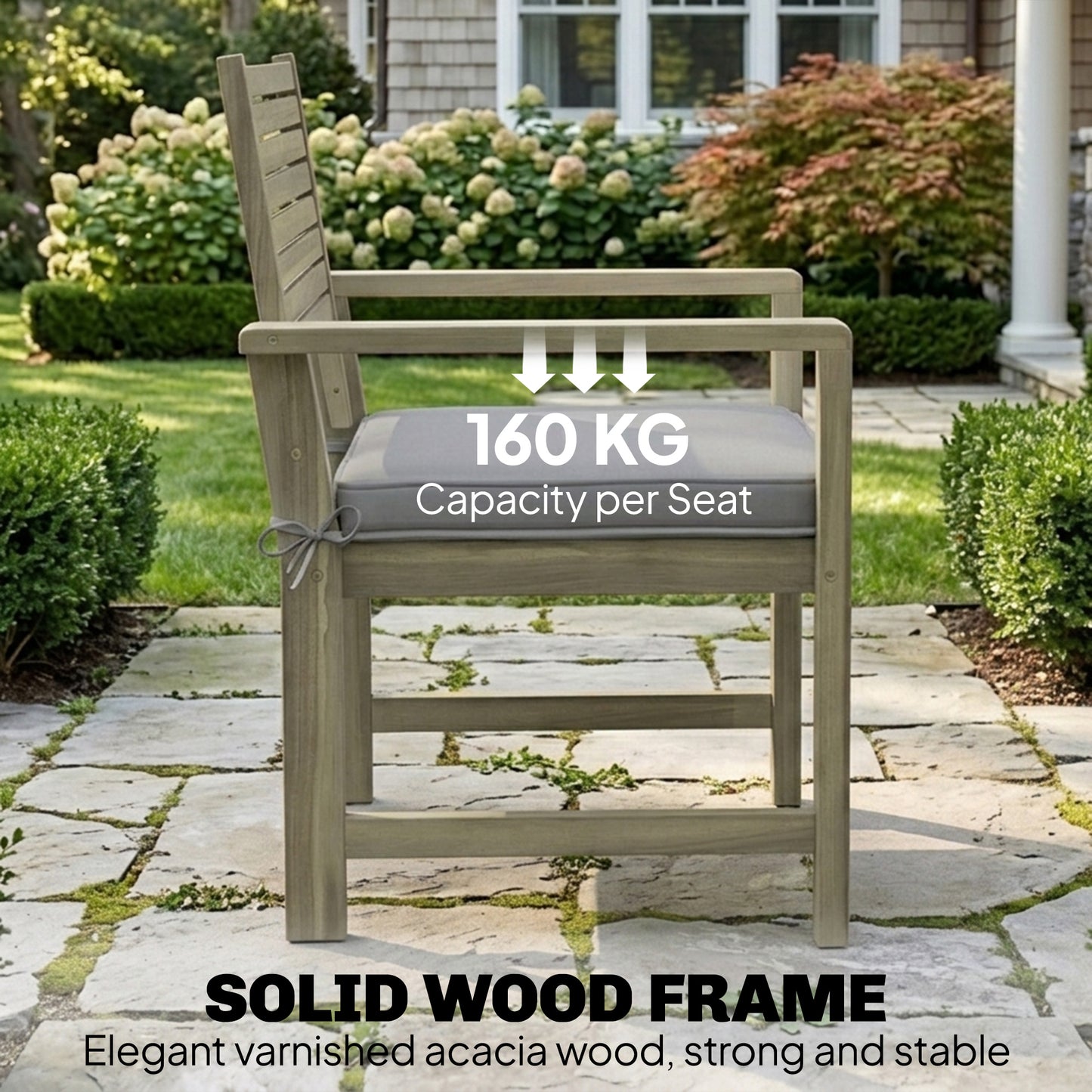 4 Seater Wooden Garden Furniture Set with Loveseat, Chairs, Table