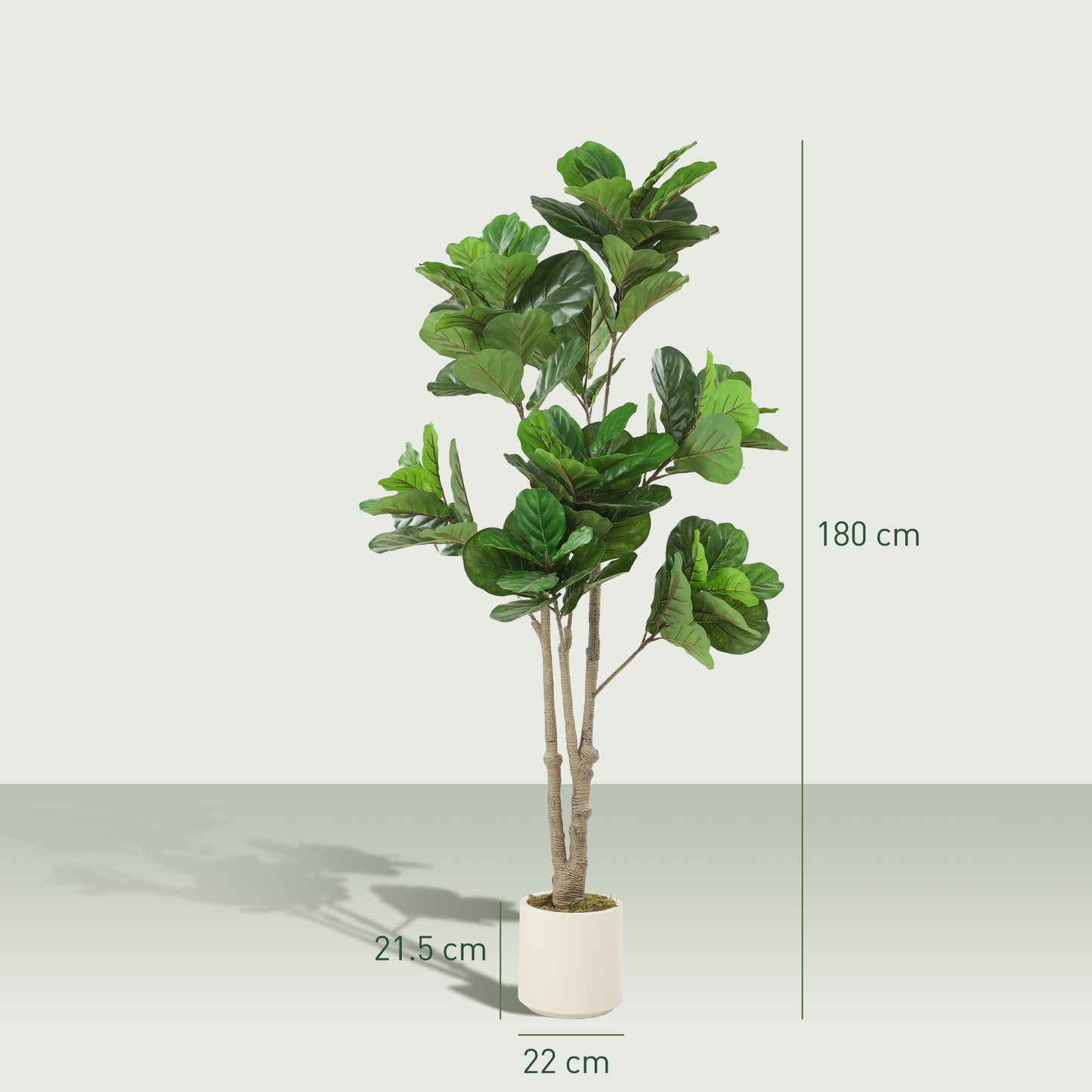 180cm Artificial Fiddle Leaf Fig Tree, Realistic Fake Plant, Green