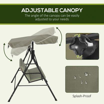 Outdoor 3-person Metal Porch Swing Chair Bench Canopy Green