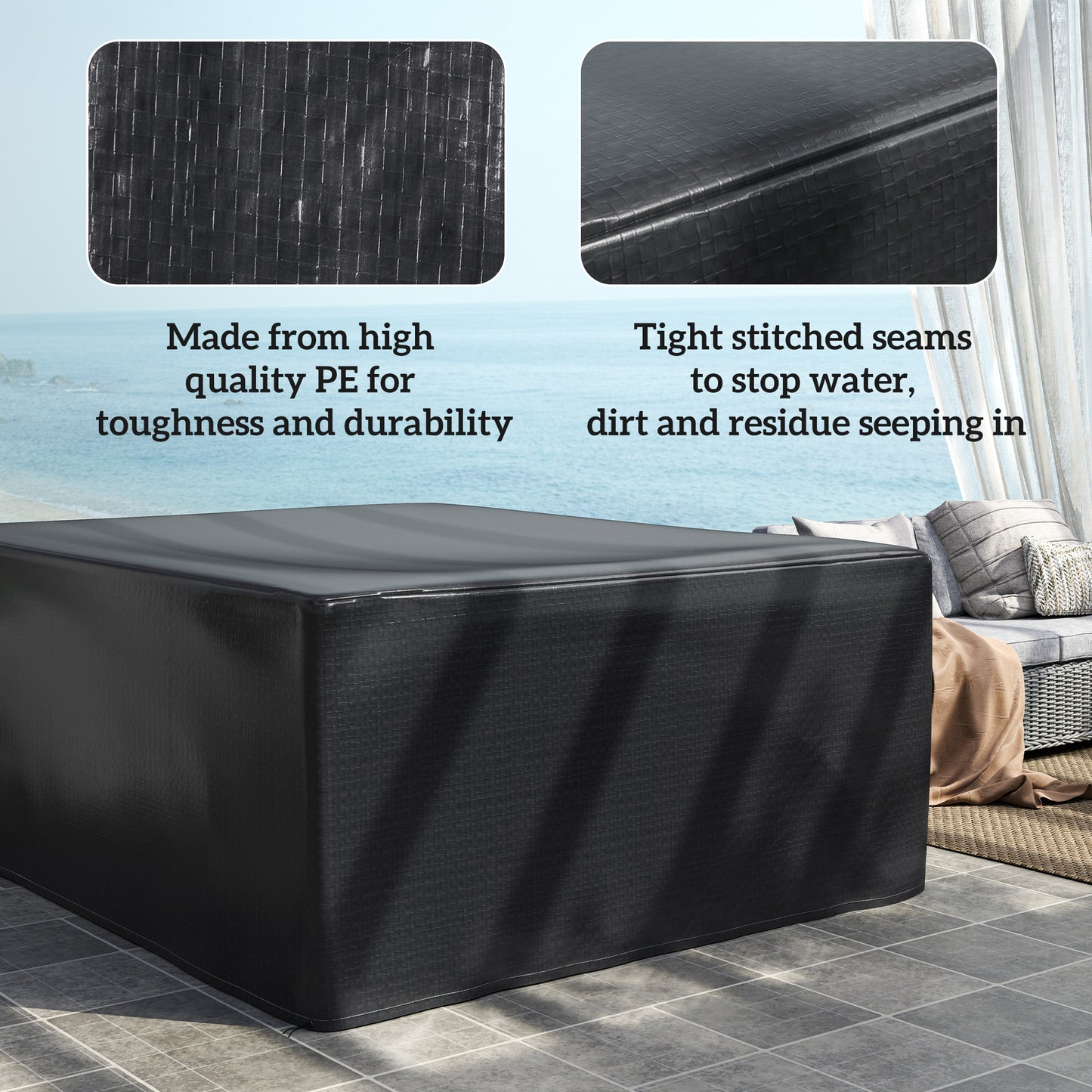 235x190x90cm Large Patio Set Outdoor Garden Furniture Cover Black