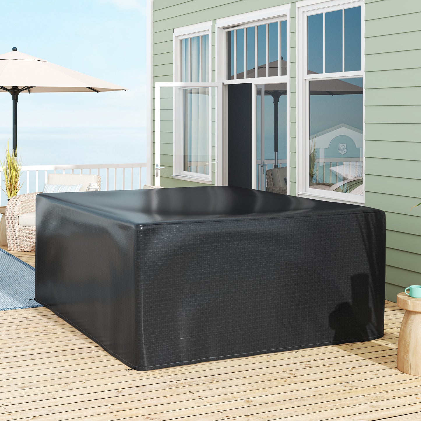 235x190x90cm Large Patio Set Outdoor Garden Furniture Cover Black