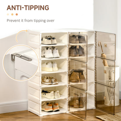 20-Pair Portable Shoe Cabinet, Folding Shoe Storage Organizer for Hallway