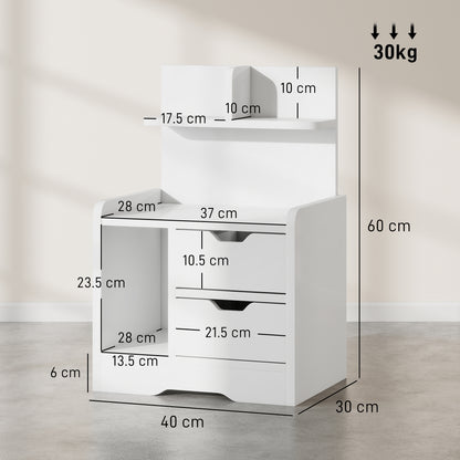 Modern Bedside Table with 2 Drawers and Open Shelves for Bedroom