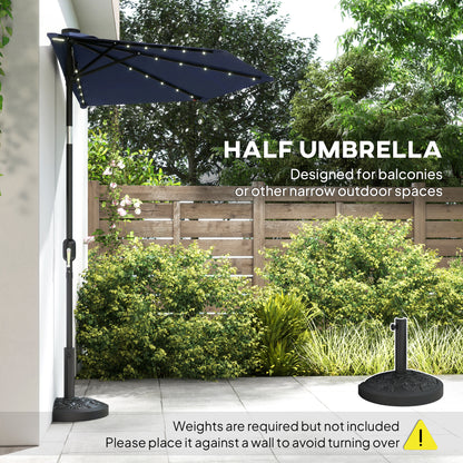 2.6 m Half Parasol with Solar Lights, UPF50+ Semi Round Umbrella