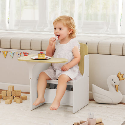 Kids Table and Chair Set, Toddler Desk Chair with Storage Bins