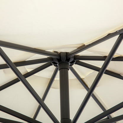 3(m) Cantilever Parasol Banana Umbrella w/ Crank & Tilt, Beige