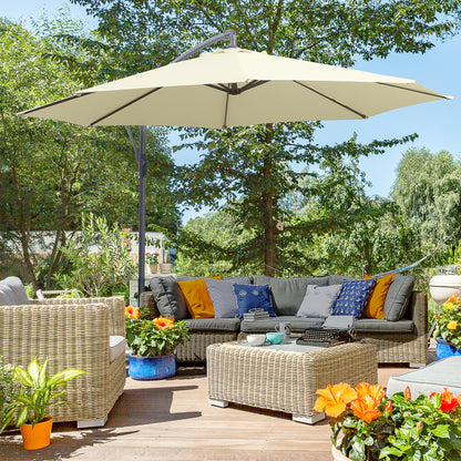3(m) Cantilever Parasol Banana Umbrella w/ Crank & Tilt, Beige
