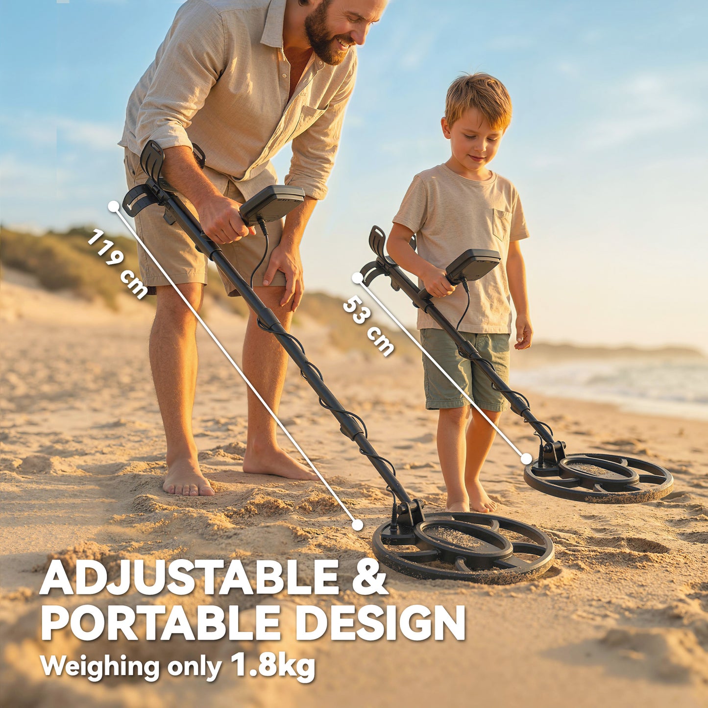 5 Modes Metal Detector for Adults with IP68 Waterproof Search Coil