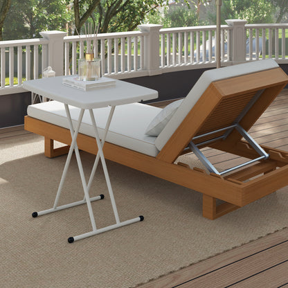 Folding Coffee Table, Height Adjustable Bistro Table, White