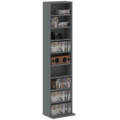 260 CD Storage Unit 120 DVD Storage Tower with 9 Compartments Grey