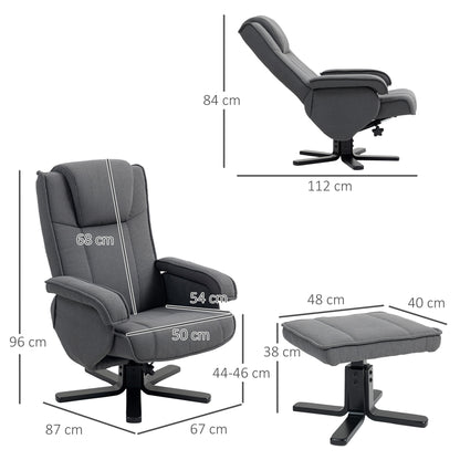 Rocker Swivel Recliner Chair with Footstool, Velvet Upholstered