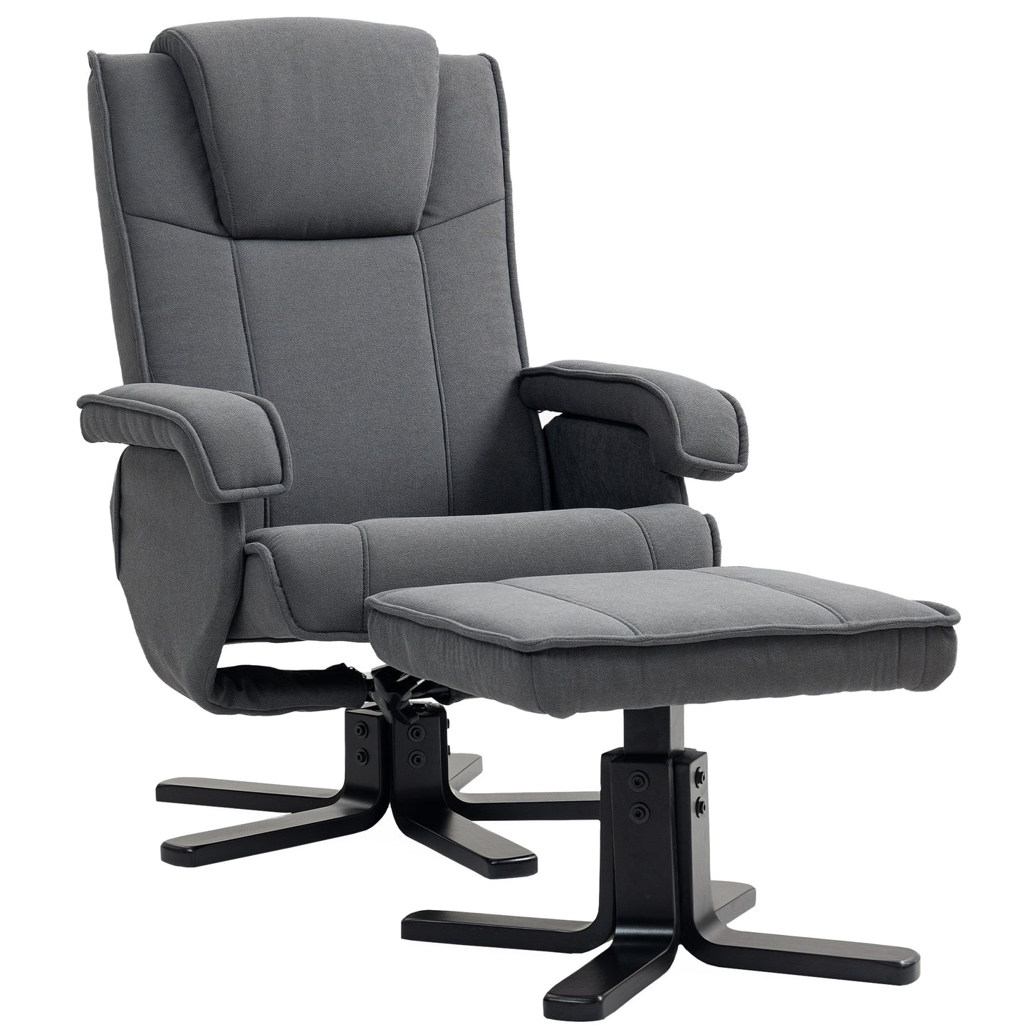 Rocker Swivel Recliner Chair with Footstool, Velvet Upholstered
