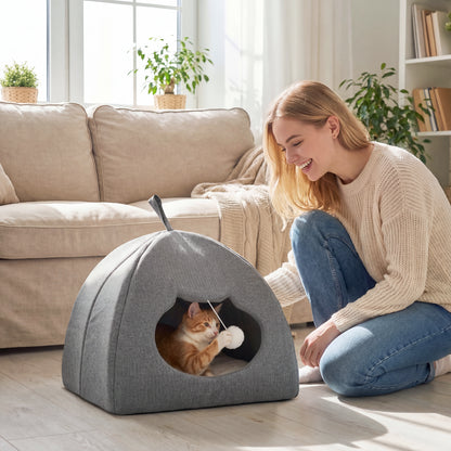Cat Cave, Cat House with Removable Cushion for Indoor Kittens