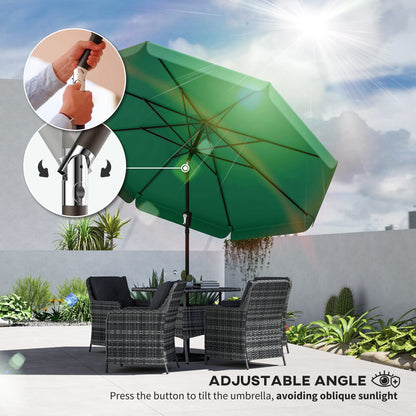 3 m Garden Parasol with Tilt & Crank, UPF30+ Outdoor Table Umbrella
