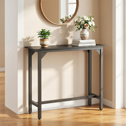 Bar Table Coffee Table with Adjustable Footpads Black Marble Effect