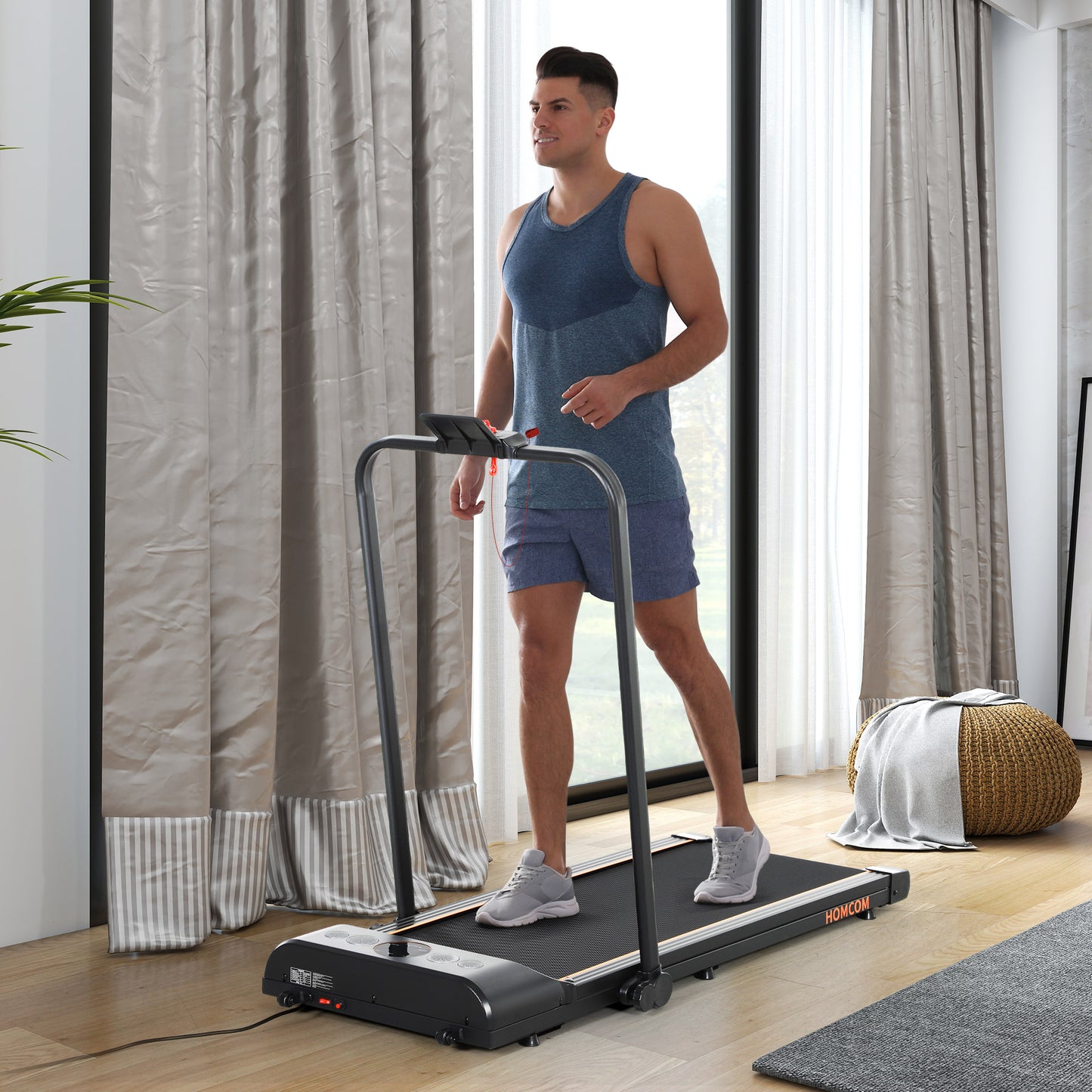 Foldable Walking Treadmill w/ LED Display, Orange