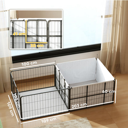 7 Panel Whelping Box for Dogs and Puppies, Dog Playpen with Pee Pads