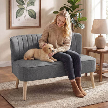 46" Loveseat Sofa 2 Seater Sofa with Padded Seat, Grey