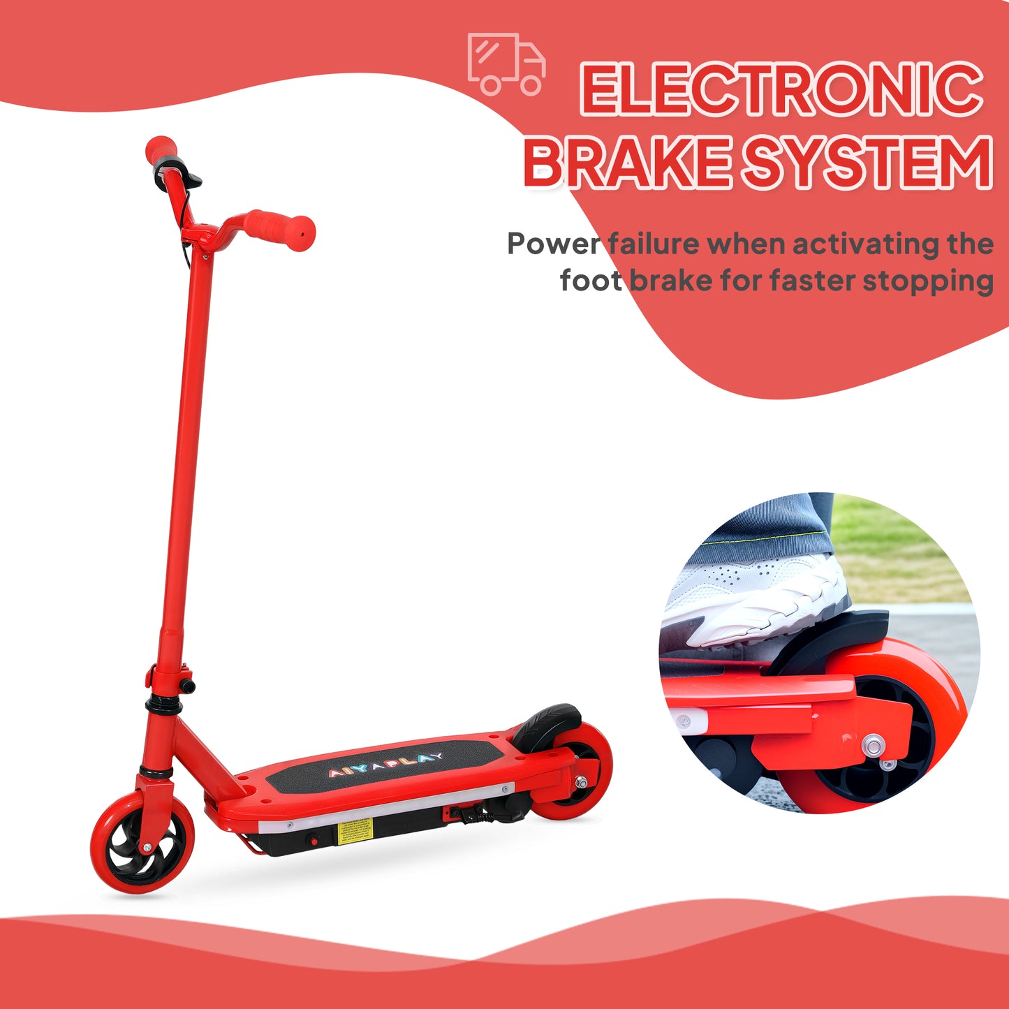 Electric Scooter for Ages 6-14 Years, with Colourful Lights, Red