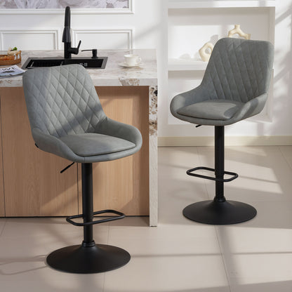 Bar Stools Set of 2, Adjustable Bar Chairs Swivel Light Grey