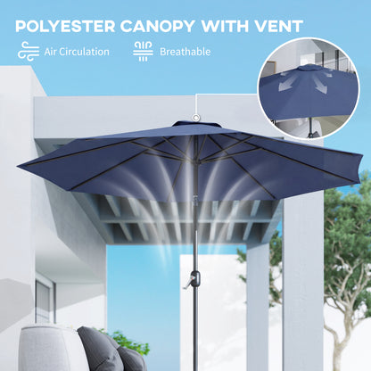 3(m) Garden Umbrella Outdoor Sunshade Canopy w/ Tilt & Crank Navy