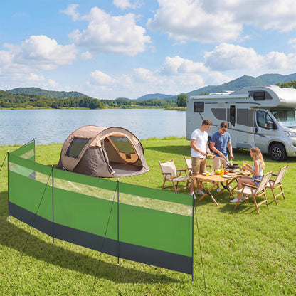 Camping Windbreaks with Clear Windows, 725 x 140cm, Army Green