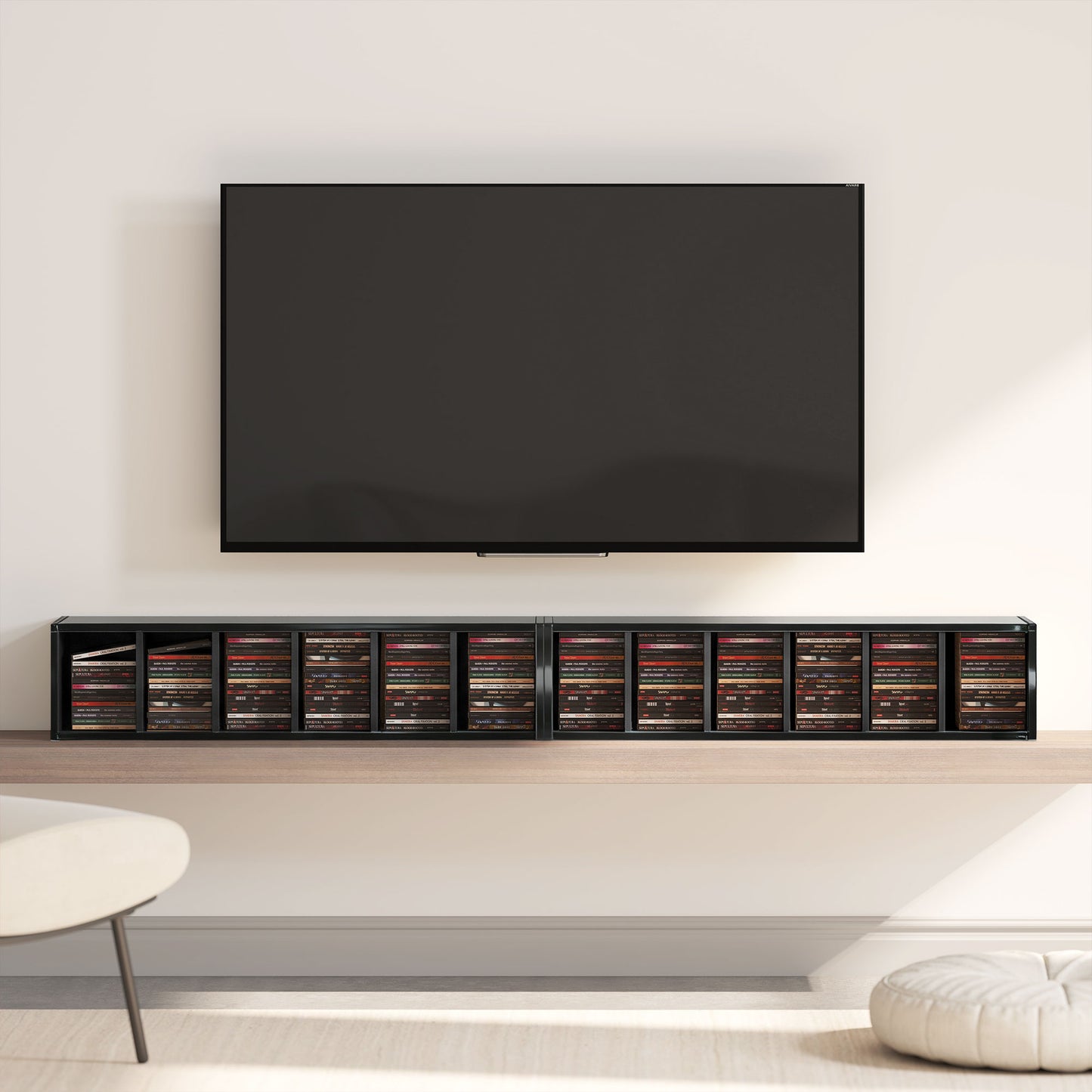 Set of 2 CD Storage Units with Adjustable Shelves, High Gloss Black