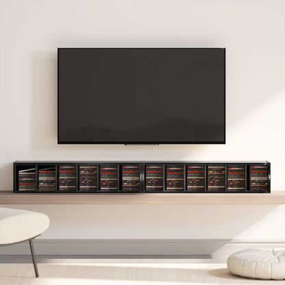 Set of 2 CD Storage Units with Adjustable Shelves, High Gloss Black