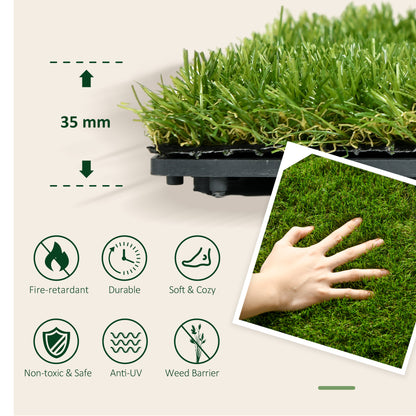 10-Piece Artificial Grass Set, Weatherproof Turf Tiles, Outdoor Carpet