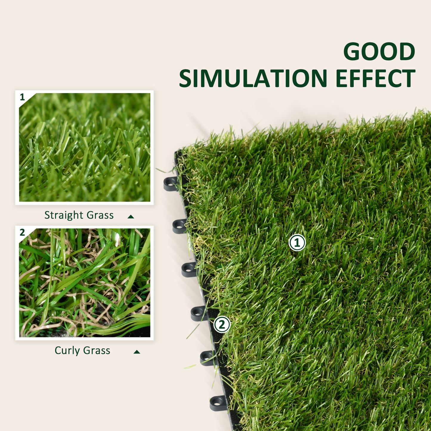 10-Piece Artificial Grass Set, Weatherproof Turf Tiles, Outdoor Carpet