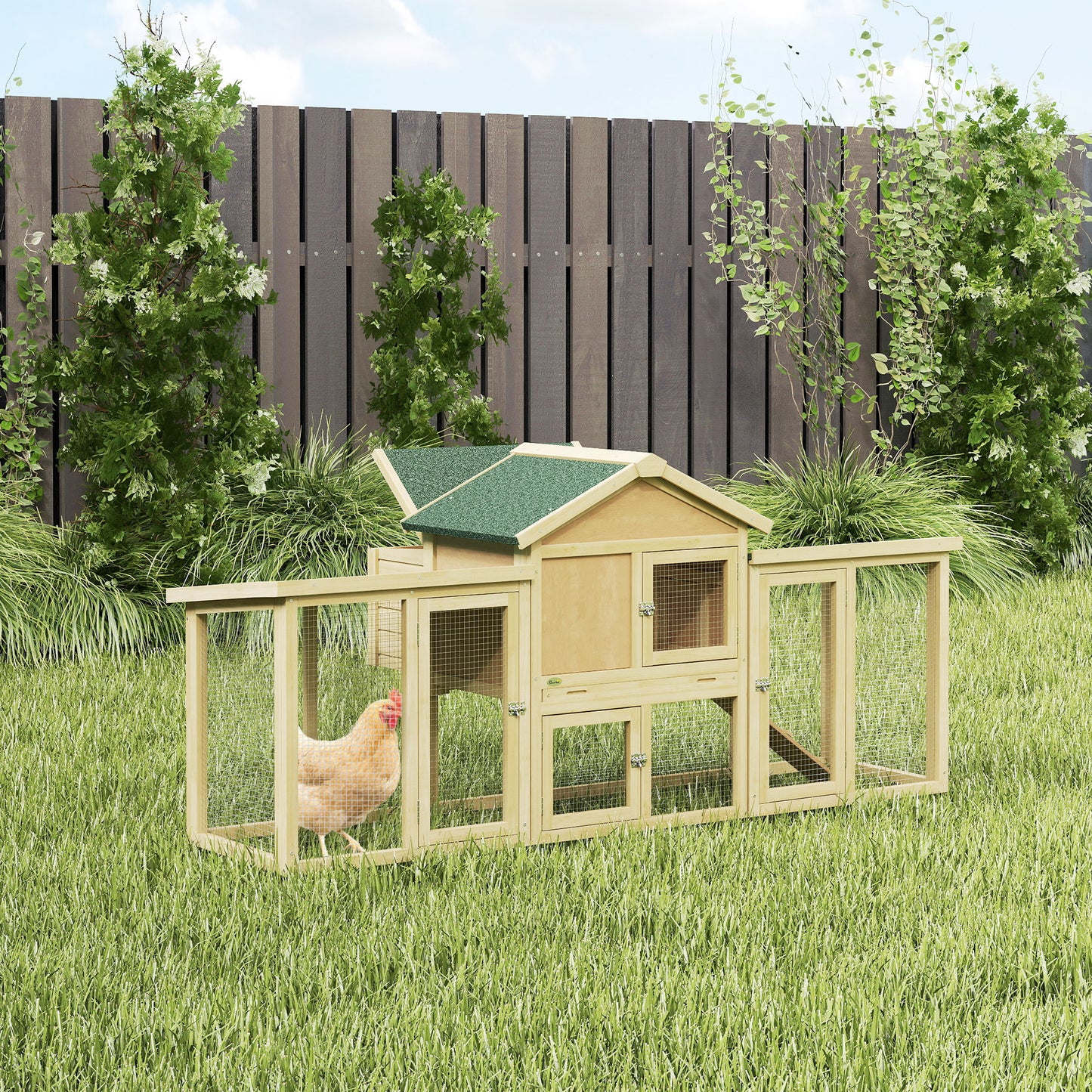 Wooden Chicken Coop Hen House with Nesting Box Run