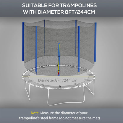 8ft Trampoline Net Replacement Safety Net with Zipped Door, Blue