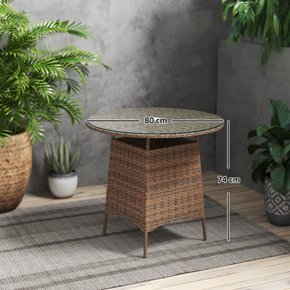 Patio Furniture Rattan Garden Table with Umbrella Hole, Brown